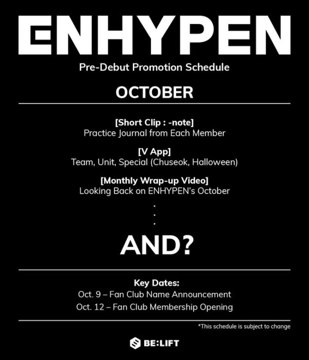 ENHYPEN Schedule